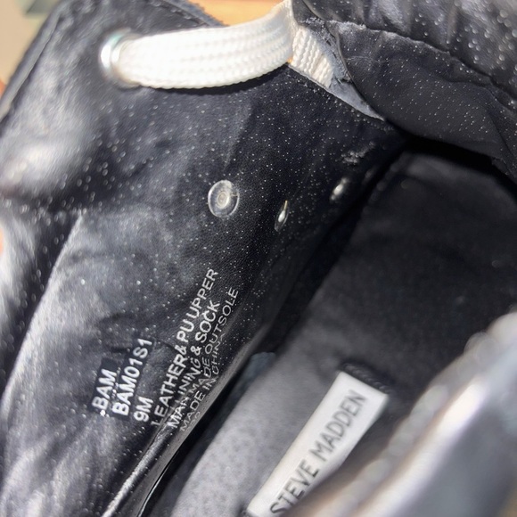 Steve Madden Bam Black Leather Combat Boots - Picture 8 of 9